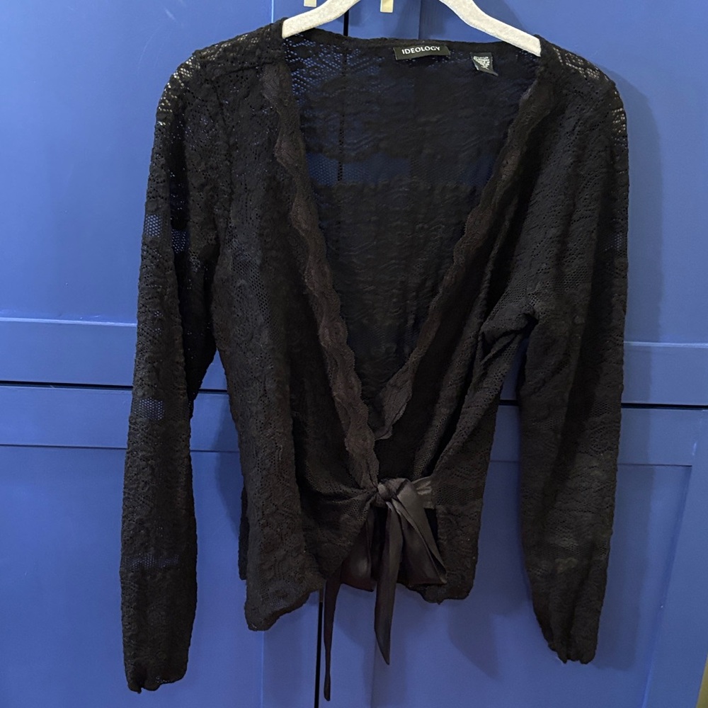 Ideology Black Lace Wrap Blouse